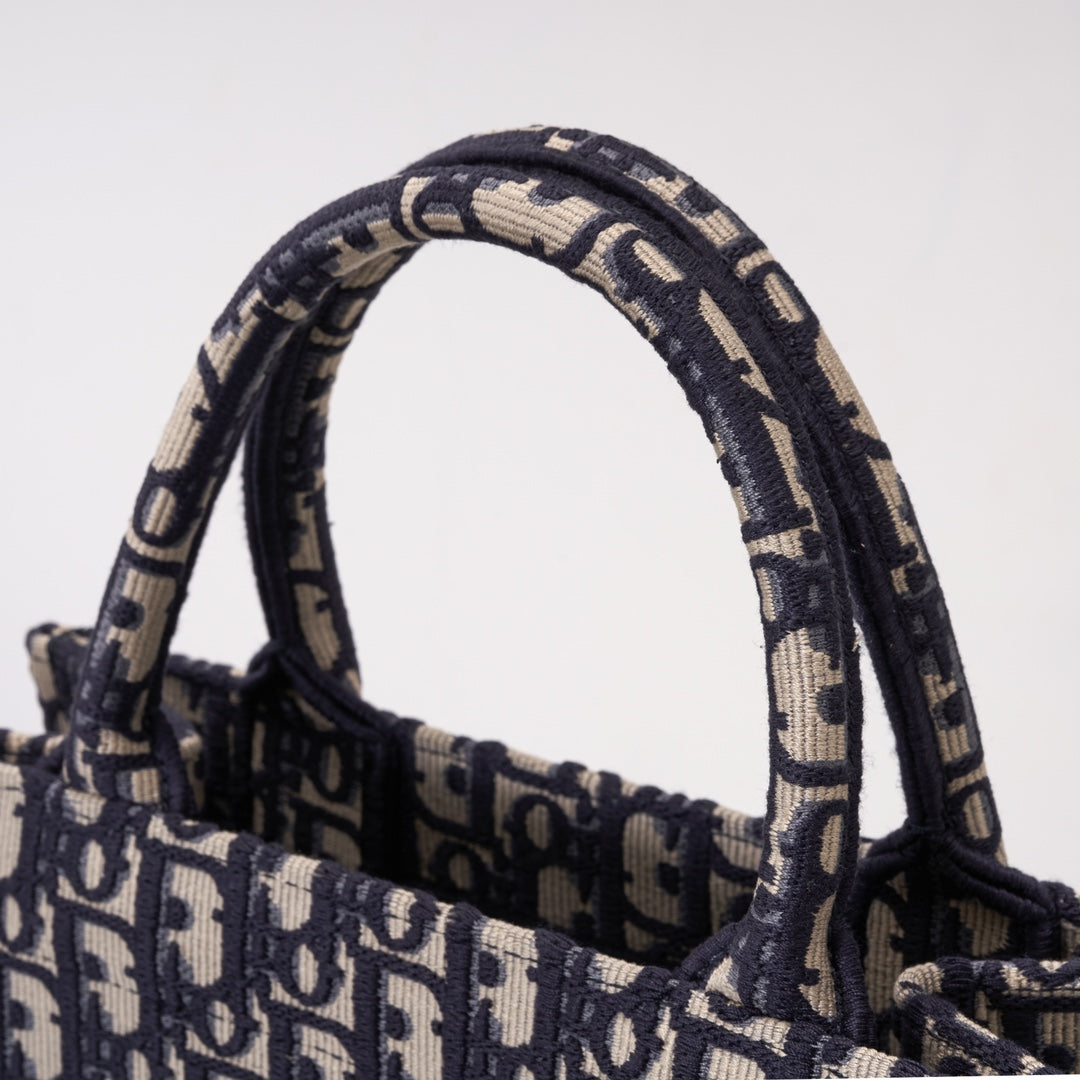 DIR1286 Book Tote CHRISTIAN mini 26.5cm Oblique blue-3 Embroidery Handbag