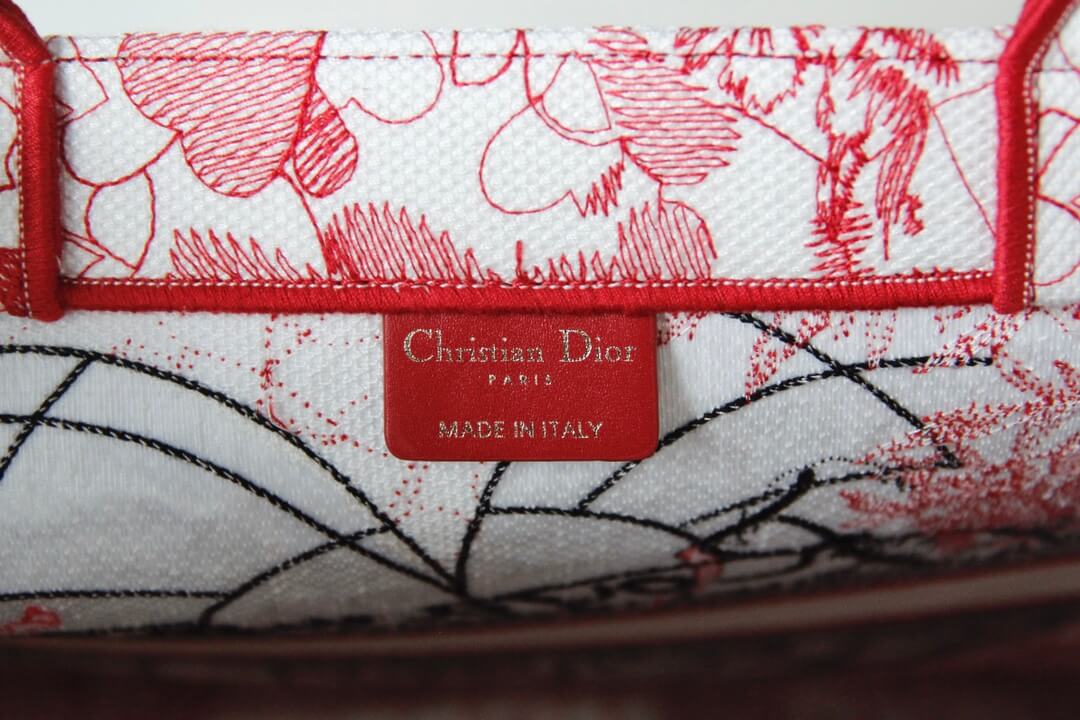 DIR1286 Book Tote BIG size 41.5cm Embroidery LOGO red Handbag