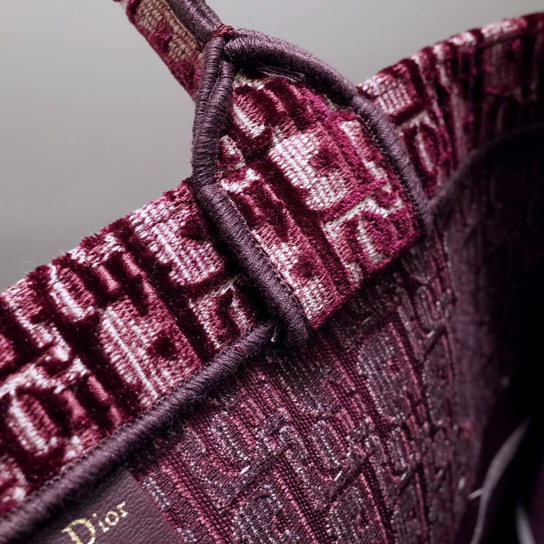 DIR1286 Book Tote BIG size 41.5cm 36.5cm Embroidery LOGO red Handbag maroon