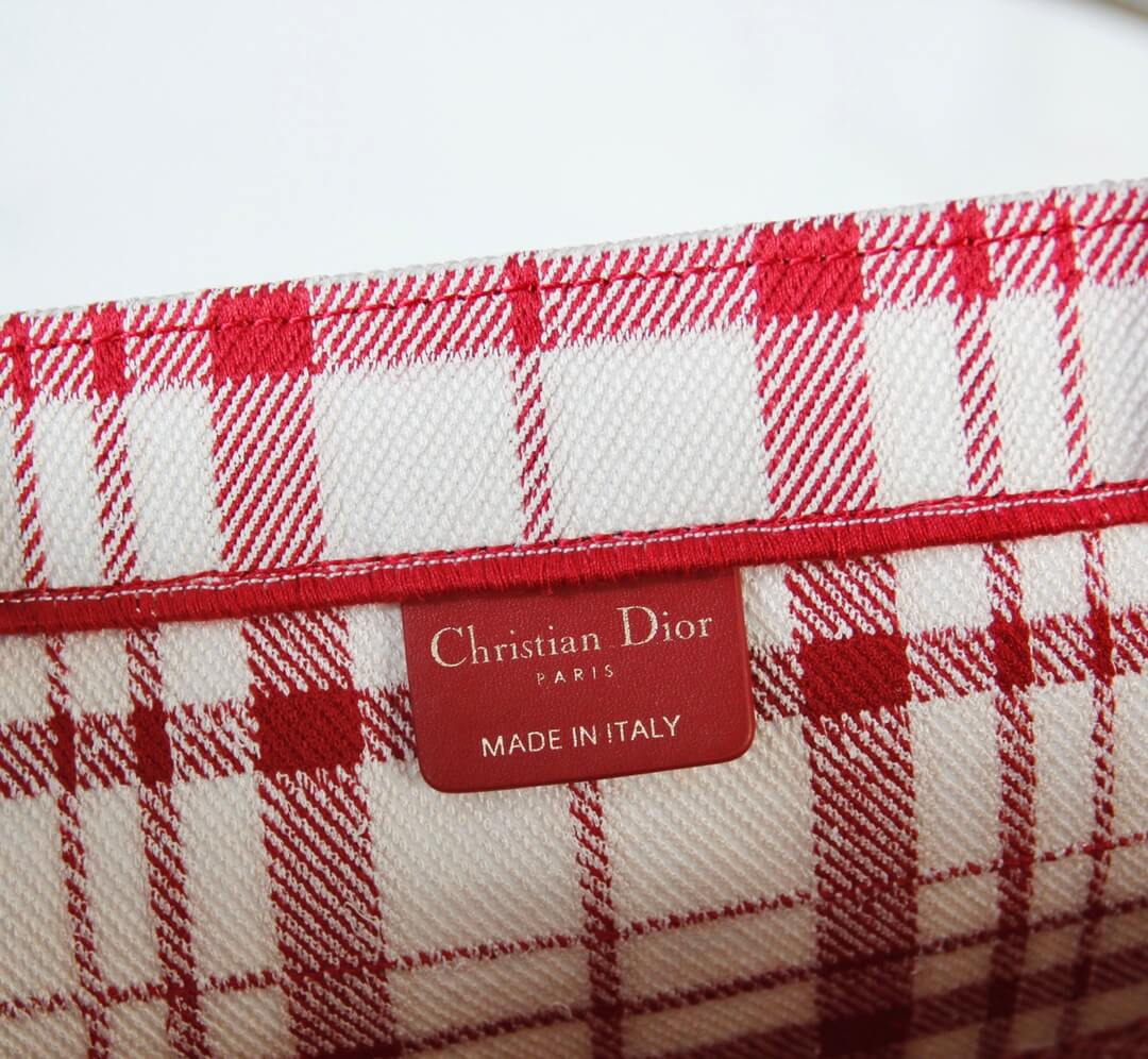 DIR1286 Book bag Tote Embroidery red white 36.5cm 41.5cm Handbag