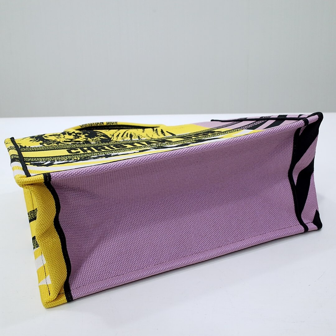 DIR1286 Book bag Tote Embroidery yellow 36.5cm 41.5cm Handbag