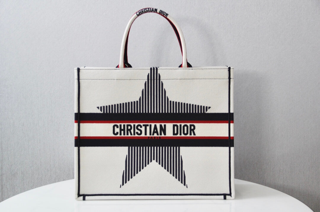 DIR1286 Book Tote DIRrAlps 36.5cm 41.5cm Oblique Embroidery white red-3