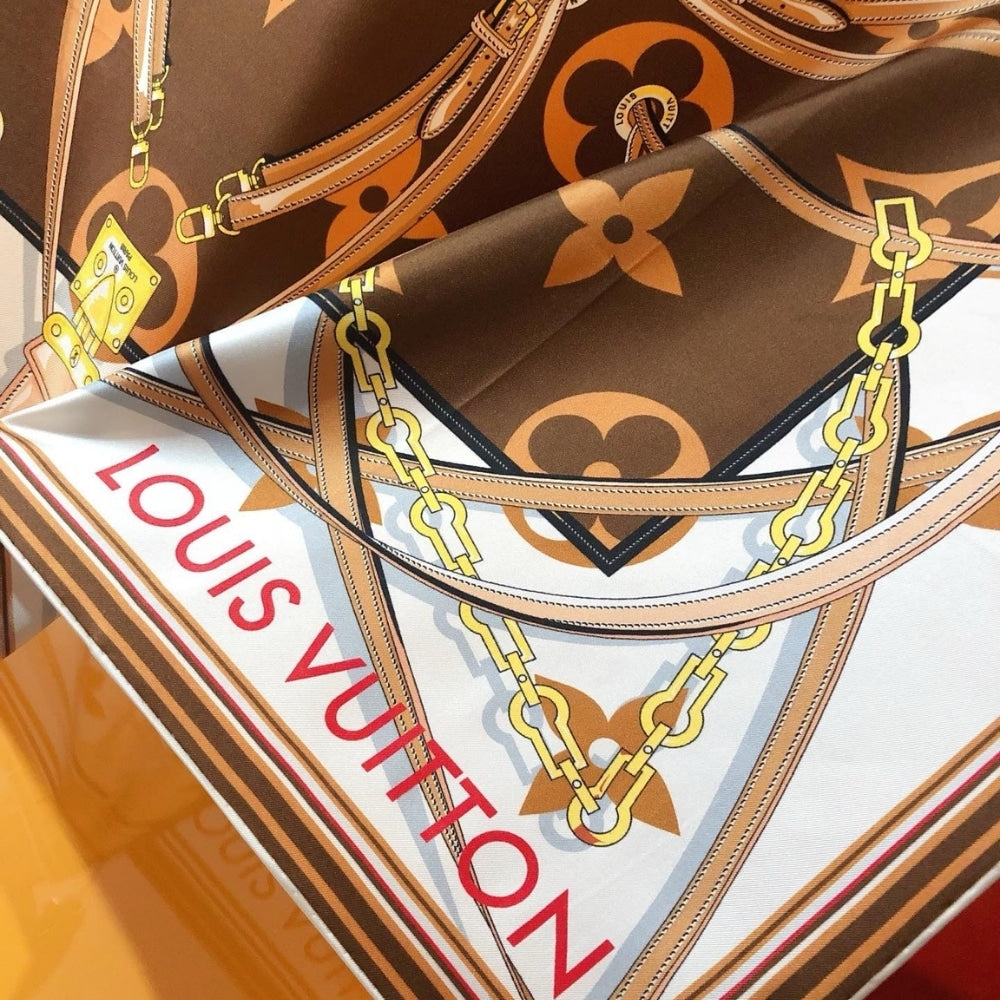 LV ULTIMATE MONOGRAM SCARF IN BROWN 90CM M77639
