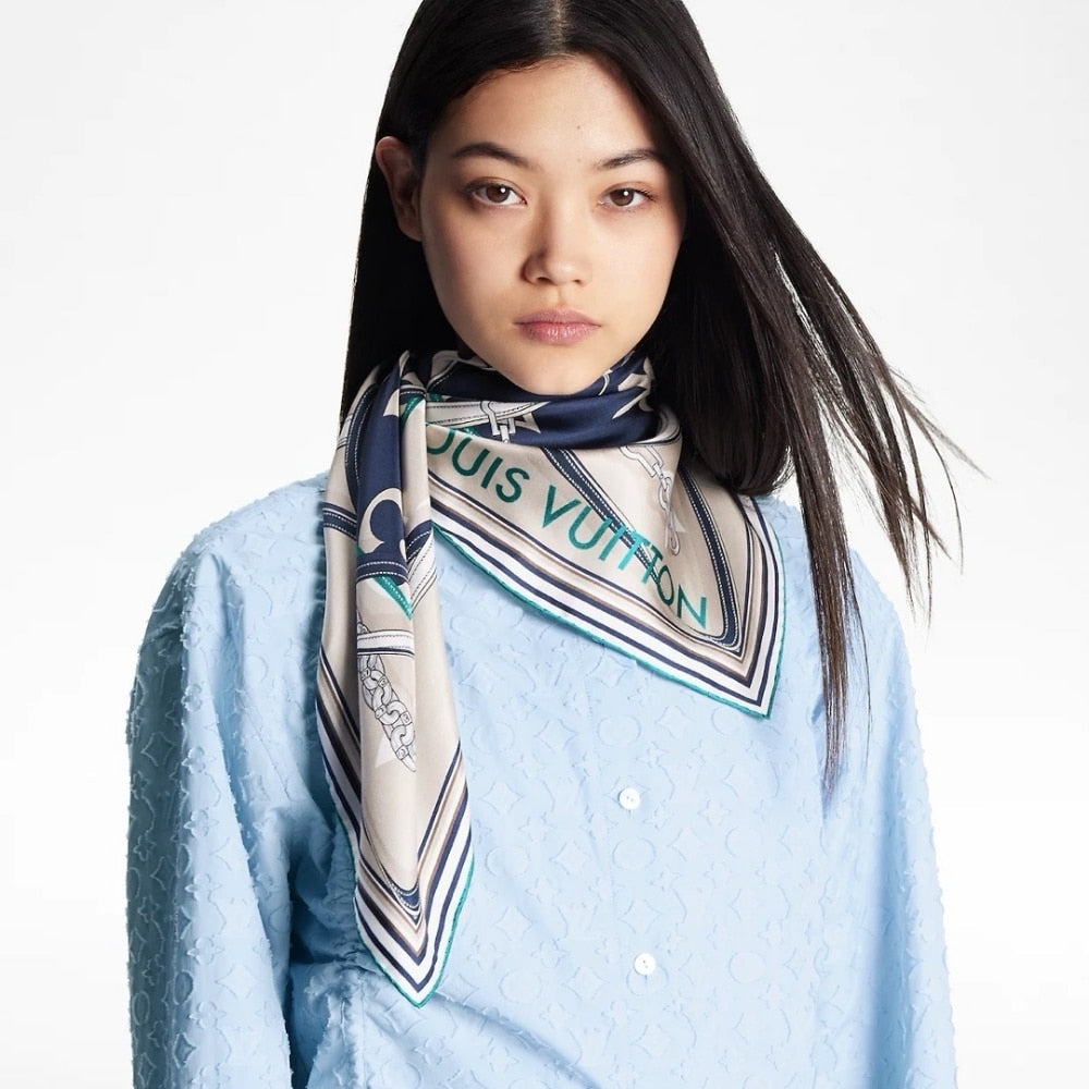 LV ULTIMATE MONOGRAM SCARF IN MARINE BLUE 90CM M77776