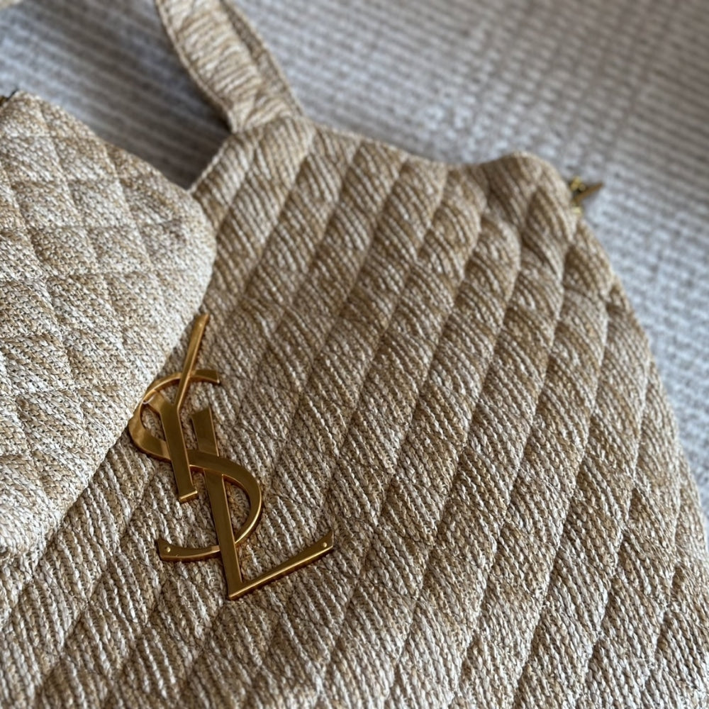 YSL RAFFIA MAXI TOTE BAG BEIGE 40CM