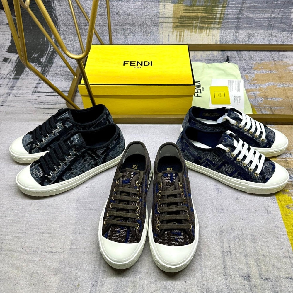 FD DOMINO FF DENIM LOW TOP SNEAKERS BLUE