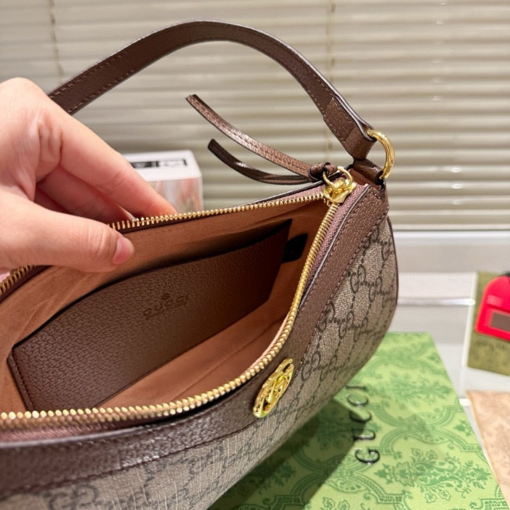 GG OPHIDIA SMALL SHOULDER BAG BEIGE AND DARK BROWN 24CM 735145 KAAAD 8358