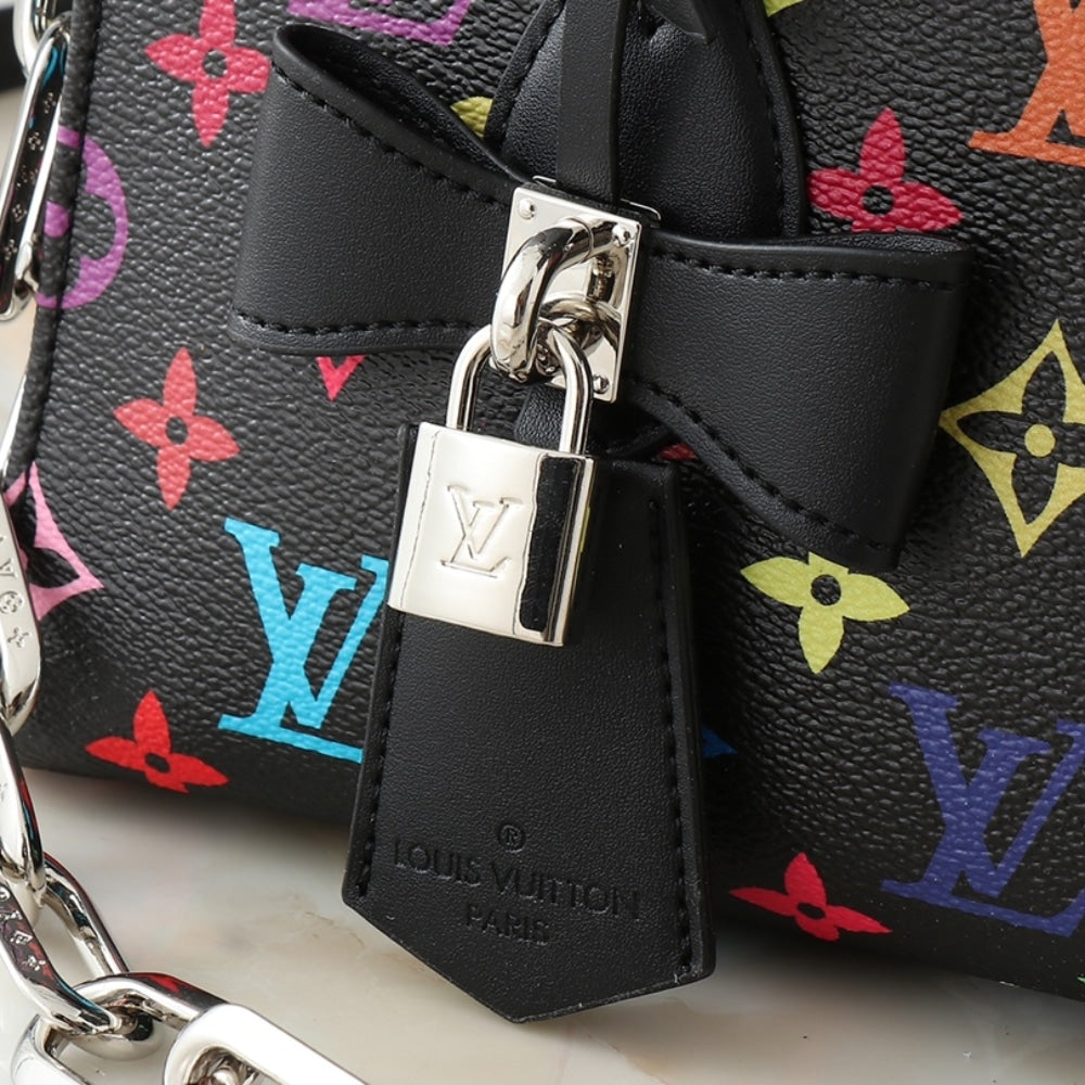 LV X TAKASHI MURAKAMI ONTHEGO EAST WEST CHAIN BLACK 25CM M13260