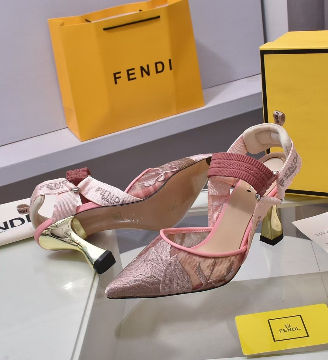 FD COLIBRI EMBROIDERED SLINGBACK PUMPS PINK