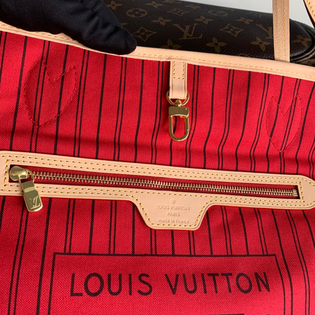Neverfull M41177 RED INSIDE MM Shoulder tote bag M40995 Monogram GHW d