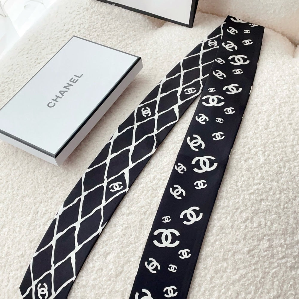 CC SILK CC SLIM BANDEAU SCARF BLACK 120CM