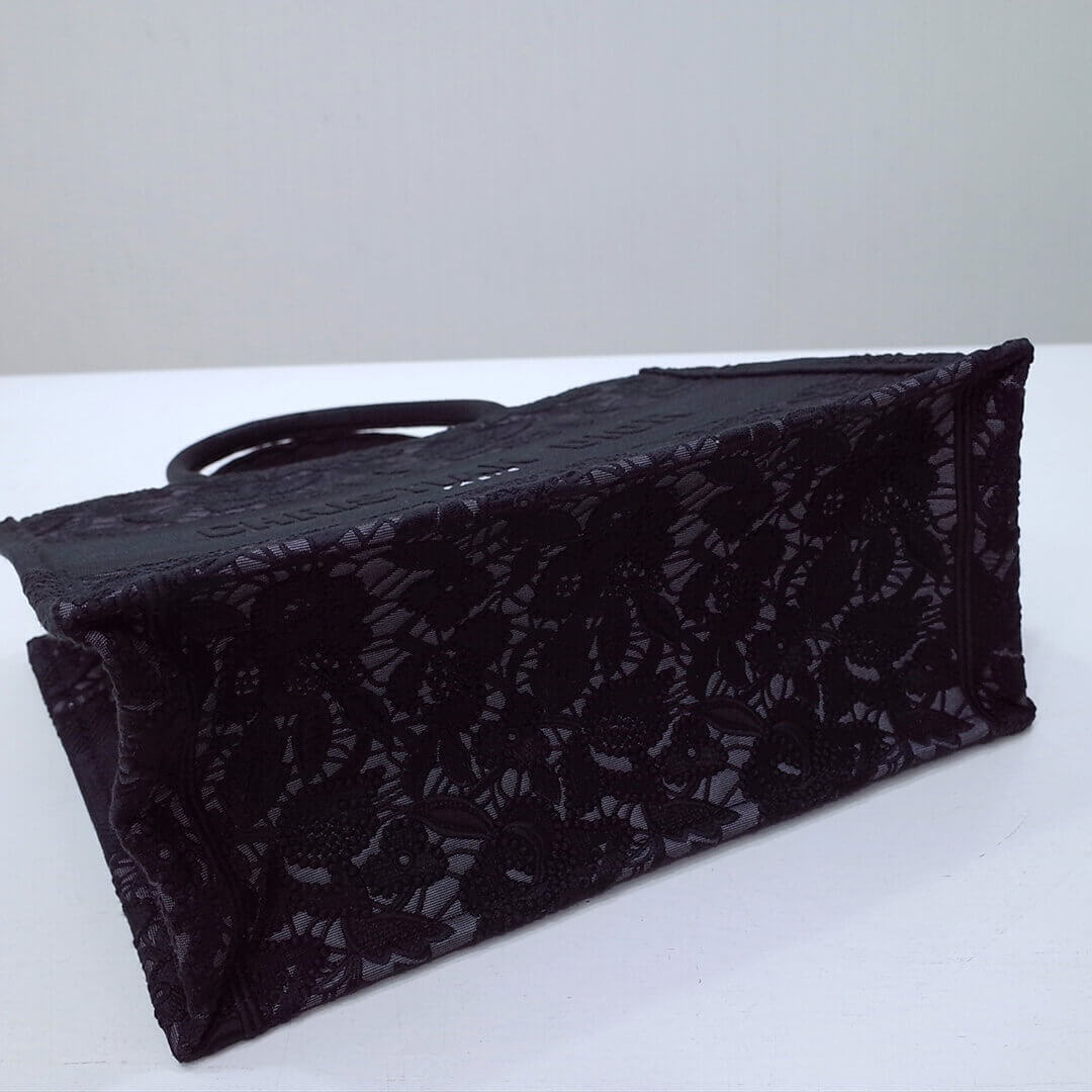 DIR1286 book tote small size 36.5cm 41.5cm embroidery black-3