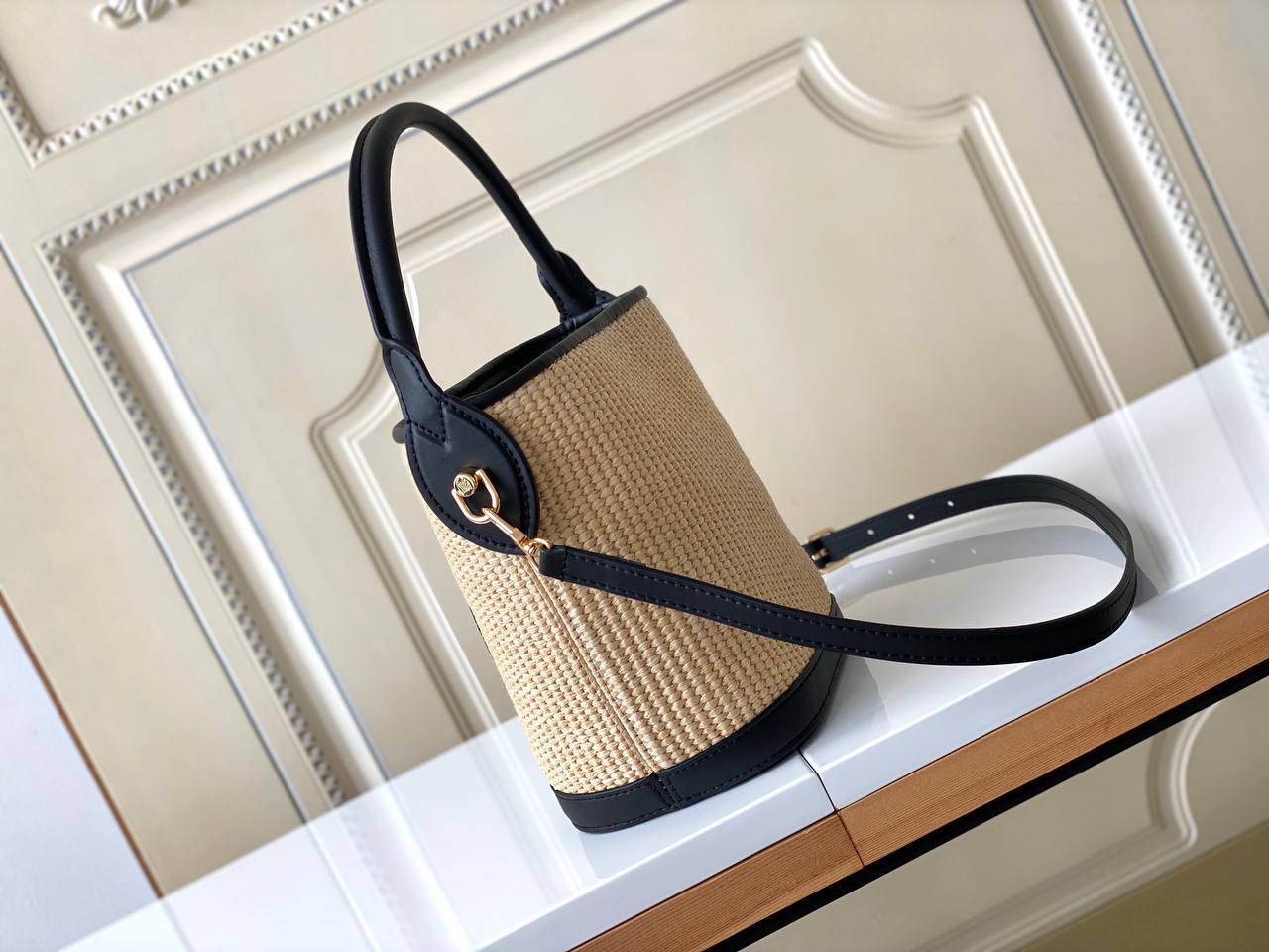 LV Petit Bucket Raffia Black For Women NEW