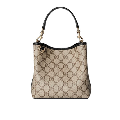 GG GG EMBLEM MINI BUCKET BAG BEIGE AND DARK BROWN 20CM 815118 FAD6L 9741