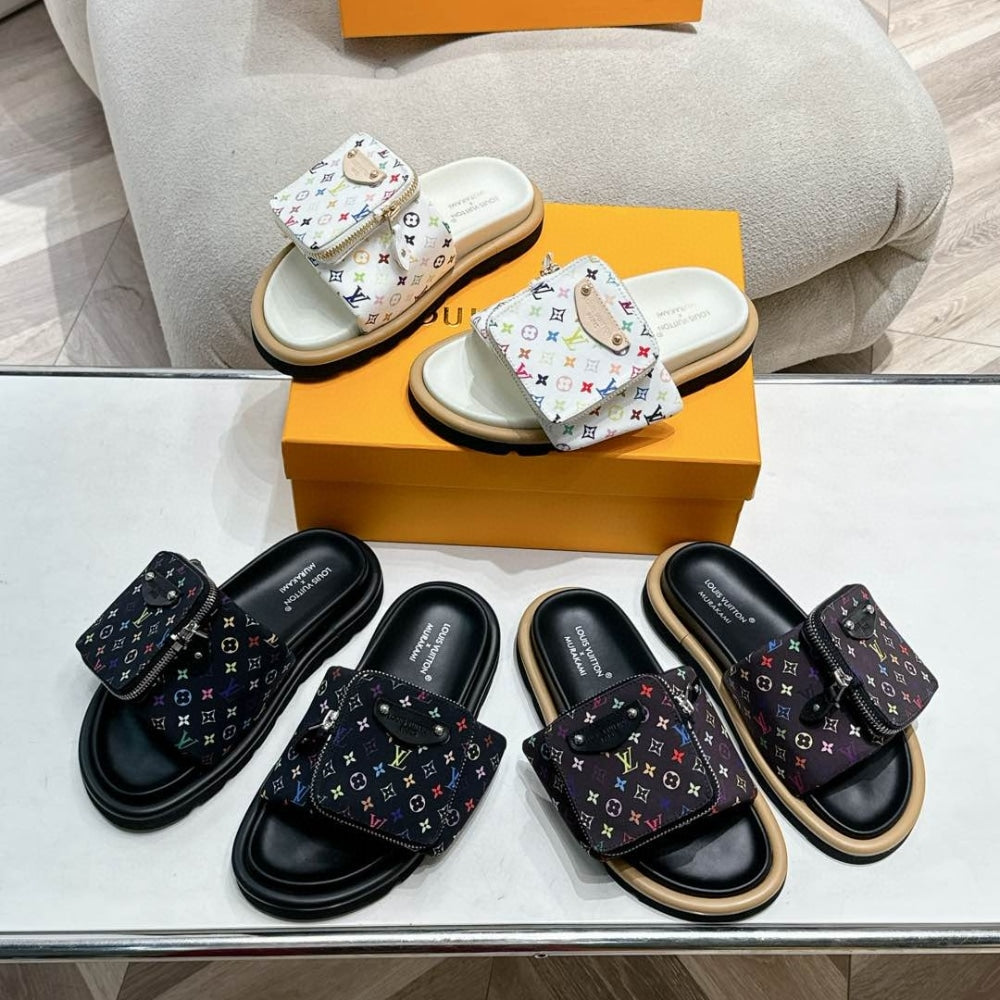 LV X TAKASHI MURAKAMI POOL PILLOW FLAT COMFORT MULE BLANC 1AGVQW