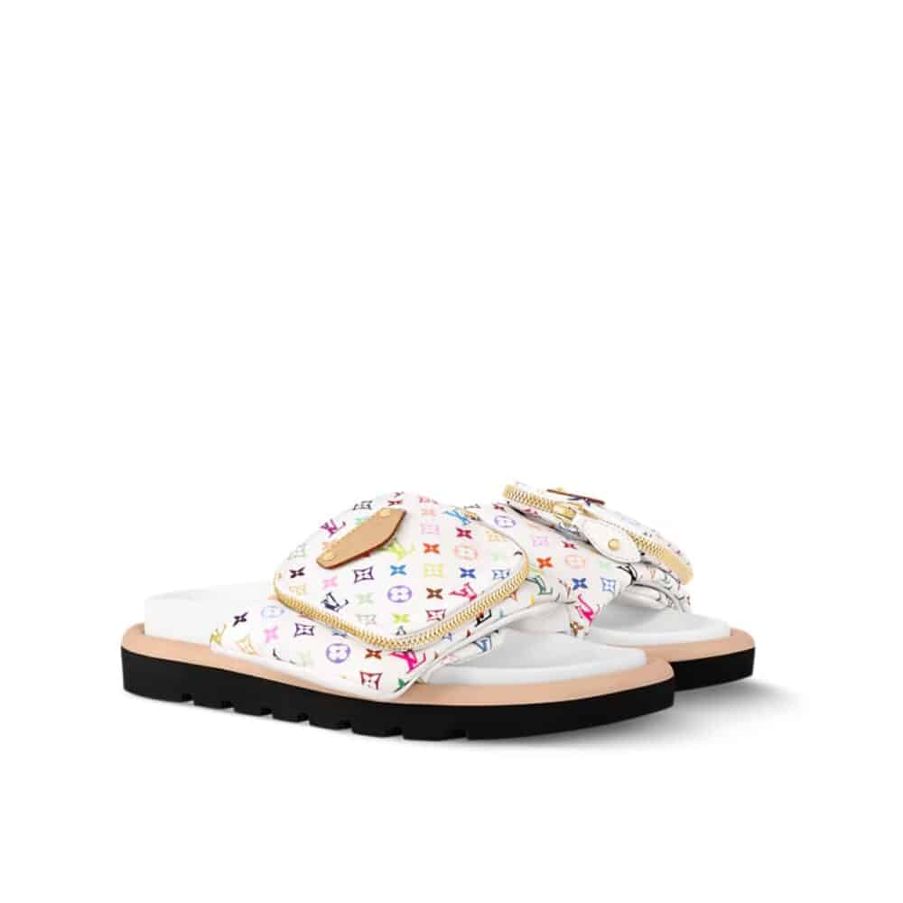 LV X TAKASHI MURAKAMI POOL PILLOW FLAT COMFORT MULE BLANC 1AGVQW