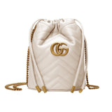 GG GG MARMONT MINI BUCKET BAG WHITE MATELASSÉ CHEVRON 12CM 575163 DTDRT 9022