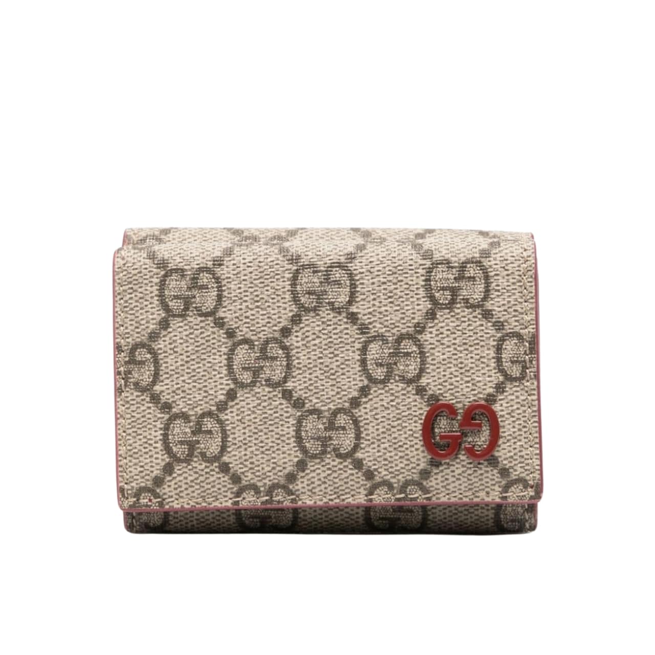 GG IVORY INTERIOR GG TRI FOLD WALLET BEIGE AND EBONY 10CM