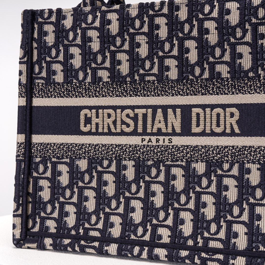 DIR1286 Book Tote CHRISTIAN mini 26.5cm Oblique blue-3 Embroidery Handbag