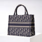 DIR1286 Book Tote CHRISTIAN mini 26.5cm Oblique blue-3 Embroidery Handbag