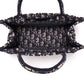 DIR1286 Book Tote CHRISTIAN mini 26.5cm Oblique blue-3 Embroidery Handbag