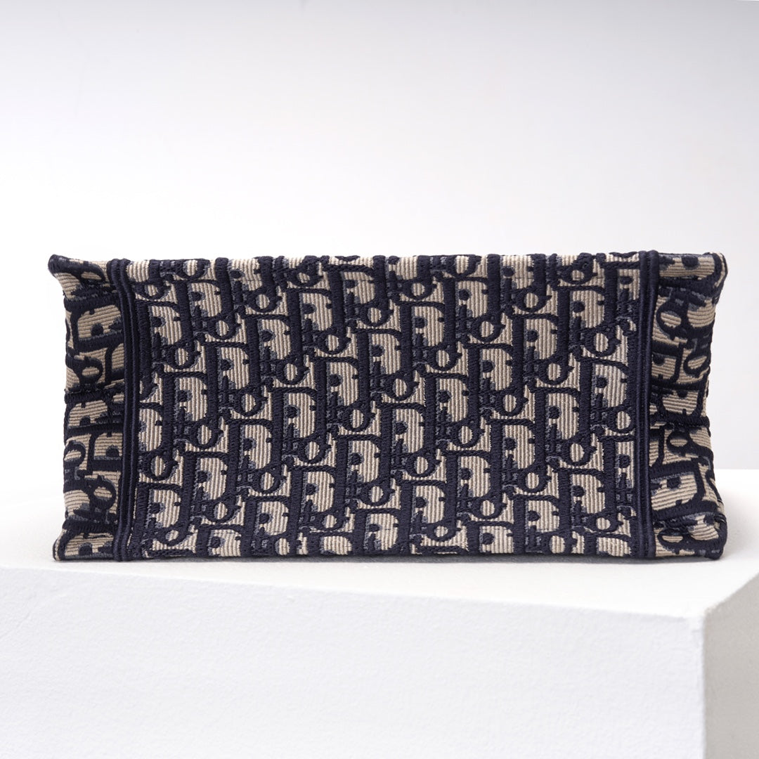 DIR1286 Book Tote CHRISTIAN mini 26.5cm Oblique blue-3 Embroidery Handbag