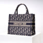 DIR1286 Book Tote CHRISTIAN mini 26.5cm Oblique blue-3 Embroidery Handbag