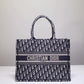 DIR1286 Book Tote big size 36.5cm 41.5cm Oblique Embroidery blue