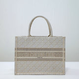 DIR1286 Book Tote BIG size 41.5cm 36.5cm Embroidery LOGO red Handbag Pearl White-1