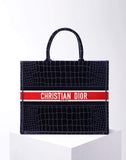 DIR1286 Book Tote BIG size 41.5cm 36.5cm Embroidery LOGO red Handbag black
