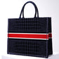 DIR1286 Book Tote BIG size 41.5cm 36.5cm Embroidery LOGO red Handbag black