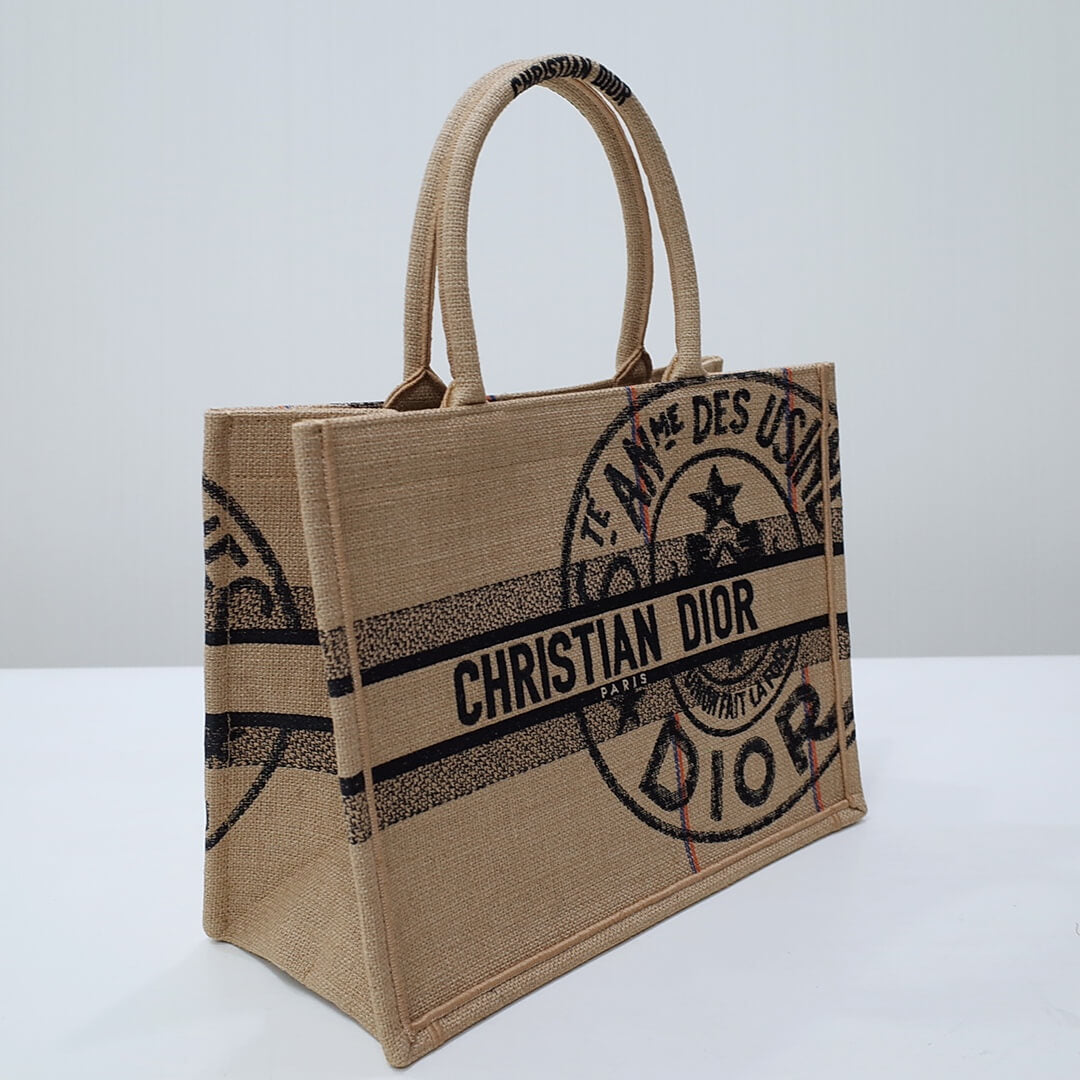 DIR1286 Book Tote BIG size 41.5cm 36.5cm Embroidery LOGO red Handbag grey-3