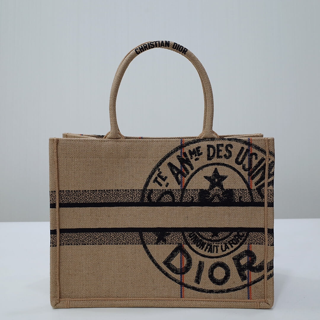 DIR1286 Book Tote BIG size 41.5cm 36.5cm Embroidery LOGO red Handbag grey-3