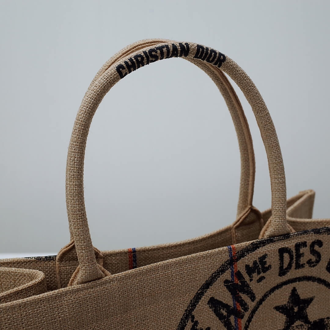 DIR1286 Book Tote BIG size 41.5cm 36.5cm Embroidery LOGO red Handbag grey-3