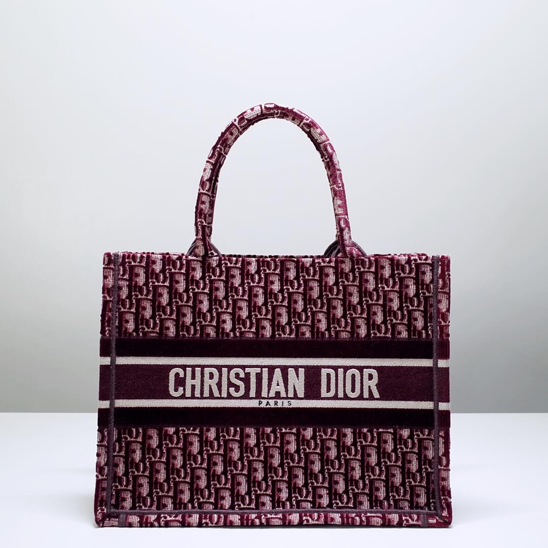 DIR1286 Book Tote BIG size 41.5cm 36.5cm Embroidery LOGO red Handbag maroon