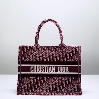DIR1286 Book Tote BIG size 41.5cm 36.5cm Embroidery LOGO red Handbag maroon