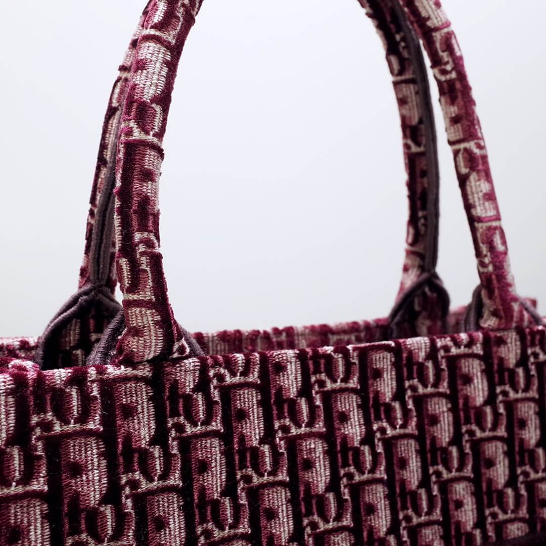 DIR1286 Book Tote BIG size 41.5cm 36.5cm Embroidery LOGO red Handbag maroon