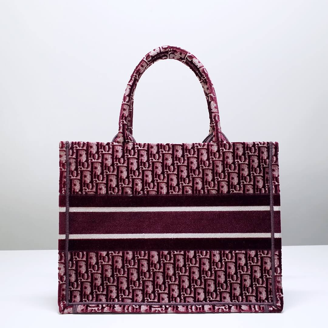 DIR1286 Book Tote BIG size 41.5cm 36.5cm Embroidery LOGO red Handbag maroon