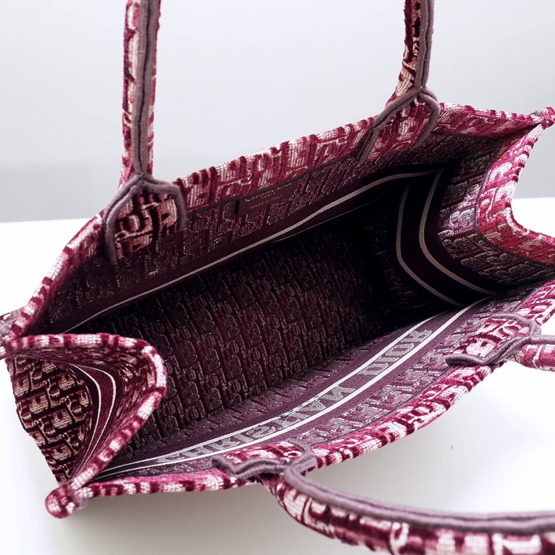 DIR1286 Book Tote BIG size 41.5cm 36.5cm Embroidery LOGO red Handbag maroon