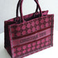 DIR1286 Book Tote BIG size 41.5cm 36.5cm Embroidery LOGO red Handbag rose red