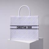 DIR1286 Book Tote BIG size 41.5cm 36.5cm Embroidery LOGO red Handbag white