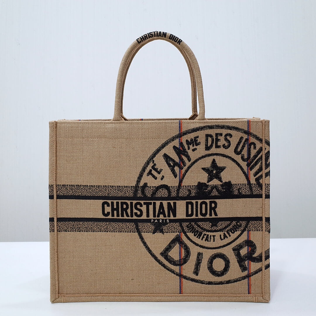 DIR1286 Book Tote BIG size 41.5cm 36.5cm Embroidery LOGO red Handbag grey-3