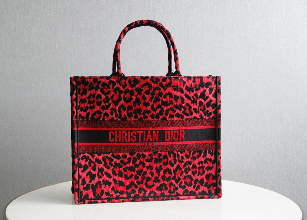 DIR1286 Book Tote BIG size 41.5cm 36.5cm Embroidery LOGO red Handbag maroon-3