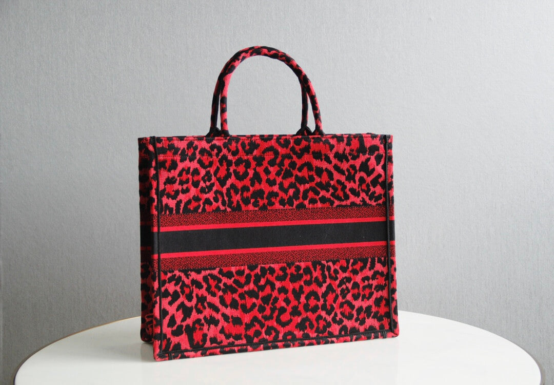 DIR1286 Book Tote BIG size 41.5cm 36.5cm Embroidery LOGO red Handbag maroon-3