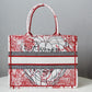 DIR1286 Book Tote BIG size 41.5cm Embroidery LOGO red Handbag