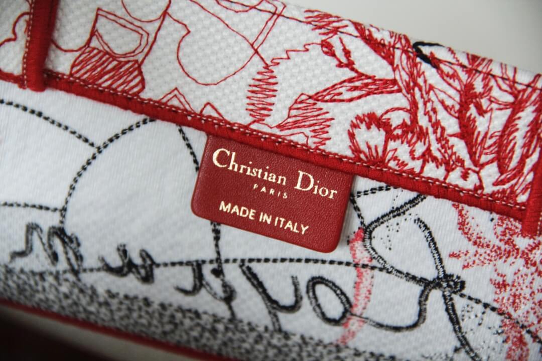 DIR1286 Book Tote BIG size 41.5cm Embroidery LOGO red Handbag