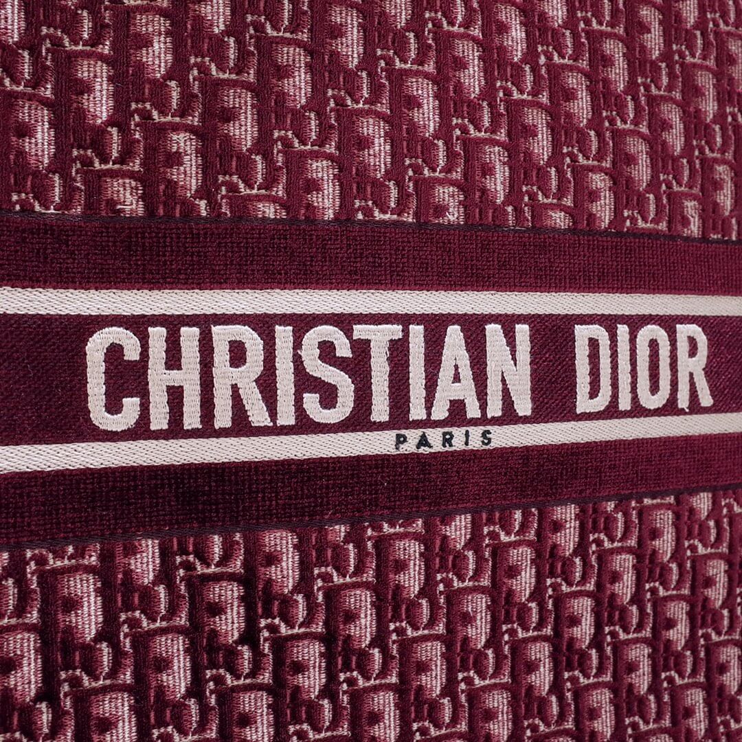 DIR1286 Book Tote BIG size 41.5cm 36.5cm Embroidery LOGO red Handbag maroon