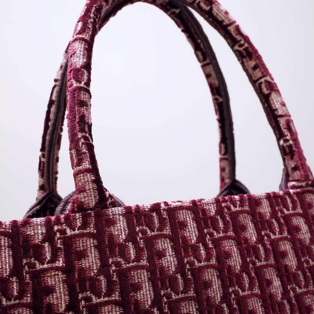 DIR1286 Book Tote BIG size 41.5cm 36.5cm Embroidery LOGO red Handbag maroon