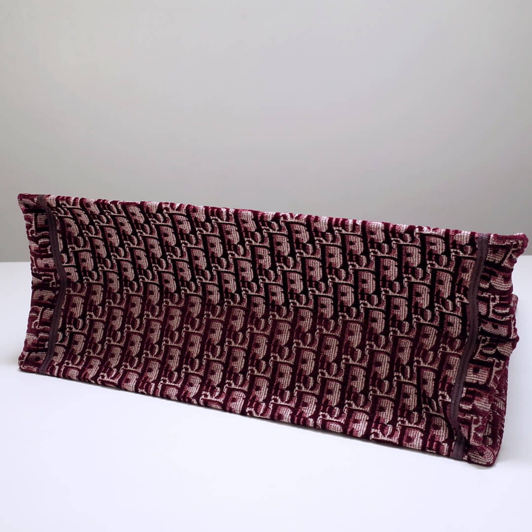 DIR1286 Book Tote BIG size 41.5cm 36.5cm Embroidery LOGO red Handbag maroon