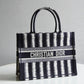 DIR1286 Book bag Tote Embroidery 36.5cm 41.5cm Handbag black and white